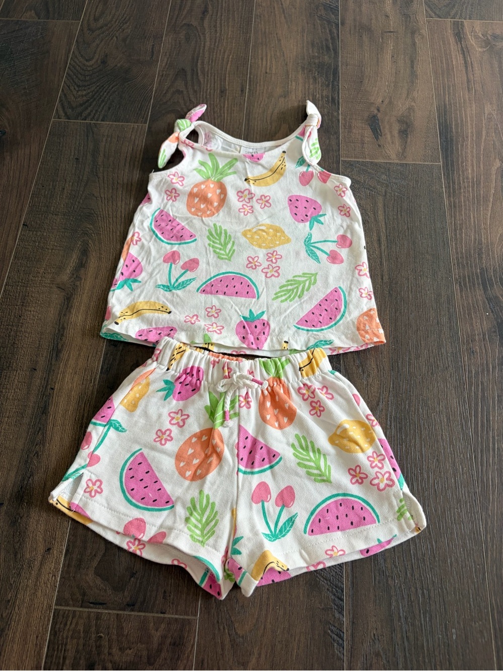 Zara Pink & Green Fruit Print Sleeveless Set